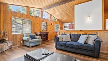 TV, fireplace, video games, DVD player