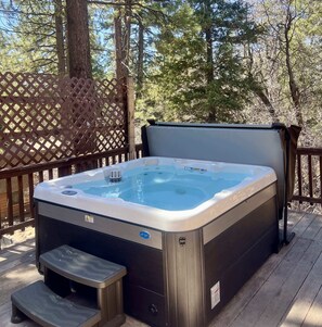 Outdoor spa tub - Brand New Spa ! Log Fireplace, BBQ, 3 Full Baths! (Big Bear)