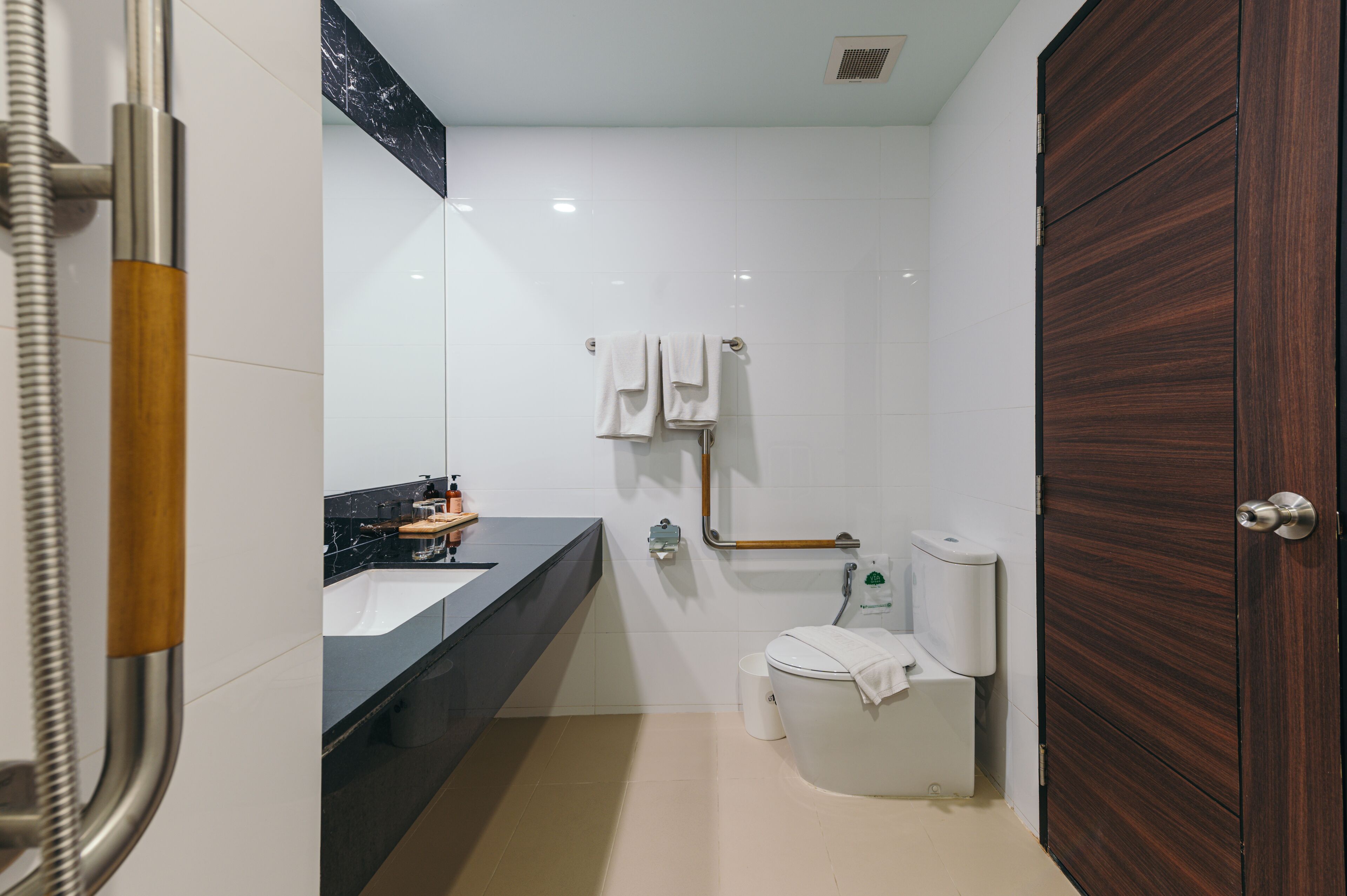 free toiletries, hair dryer, towels, soap