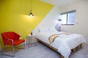 Desk, blackout curtains, rollaway beds