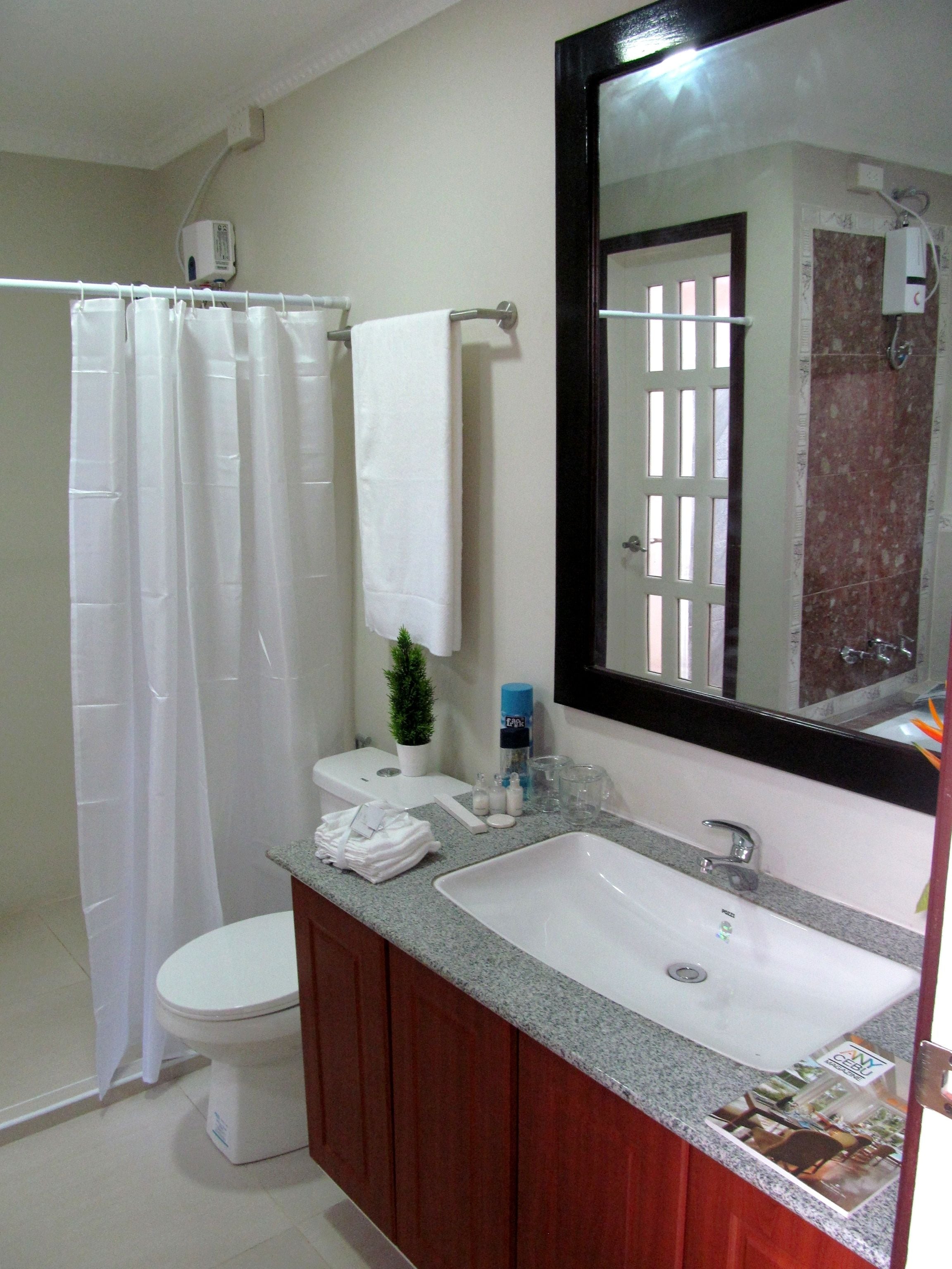 free toiletries, hair dryer, towels