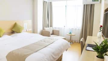 Blackout drapes, iron/ironing board, free WiFi, bed sheets