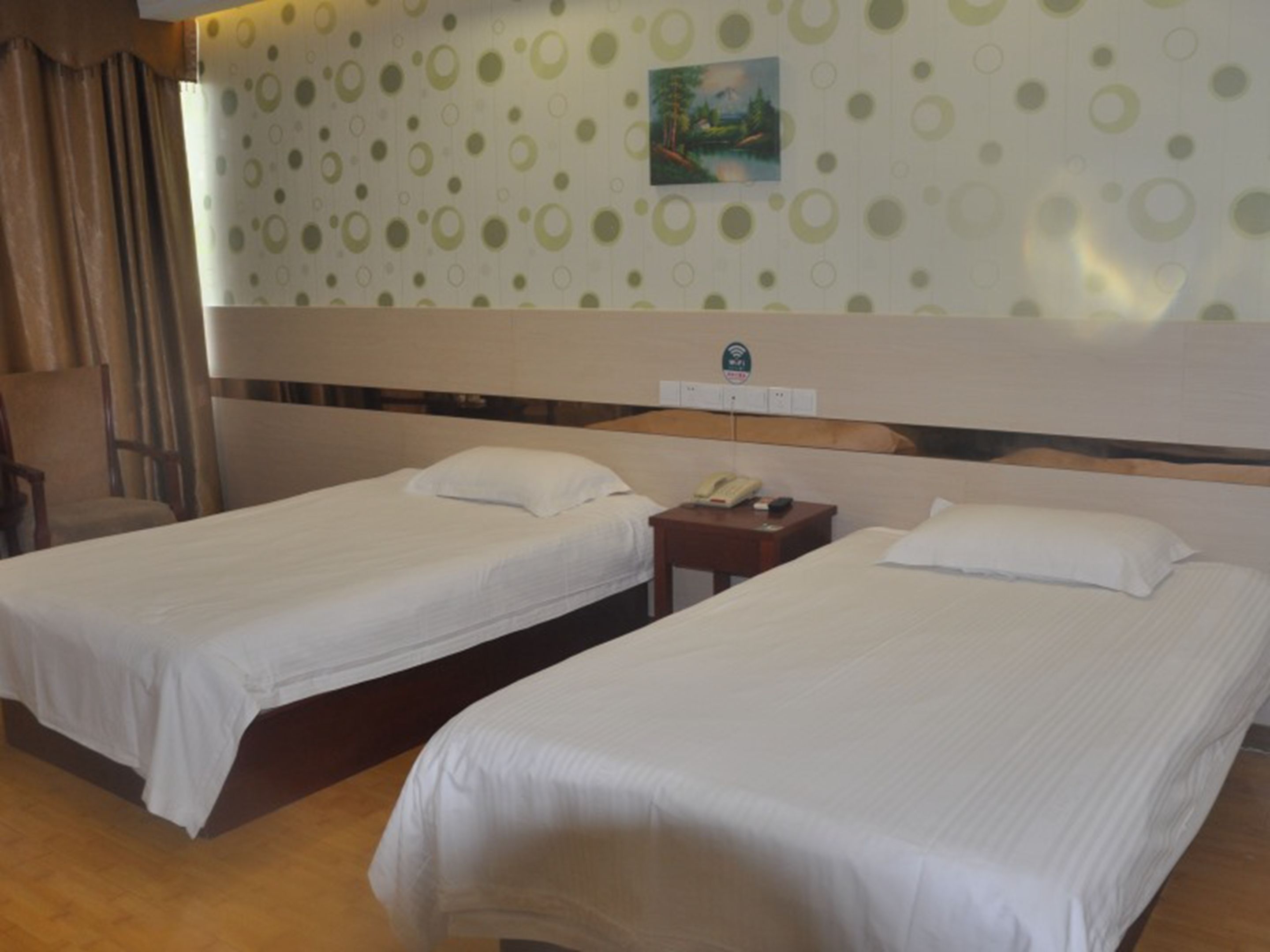 blackout curtains, iron/ironing board, free wifi