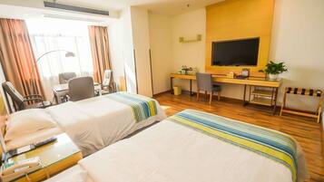 Blackout drapes, iron/ironing board, free WiFi