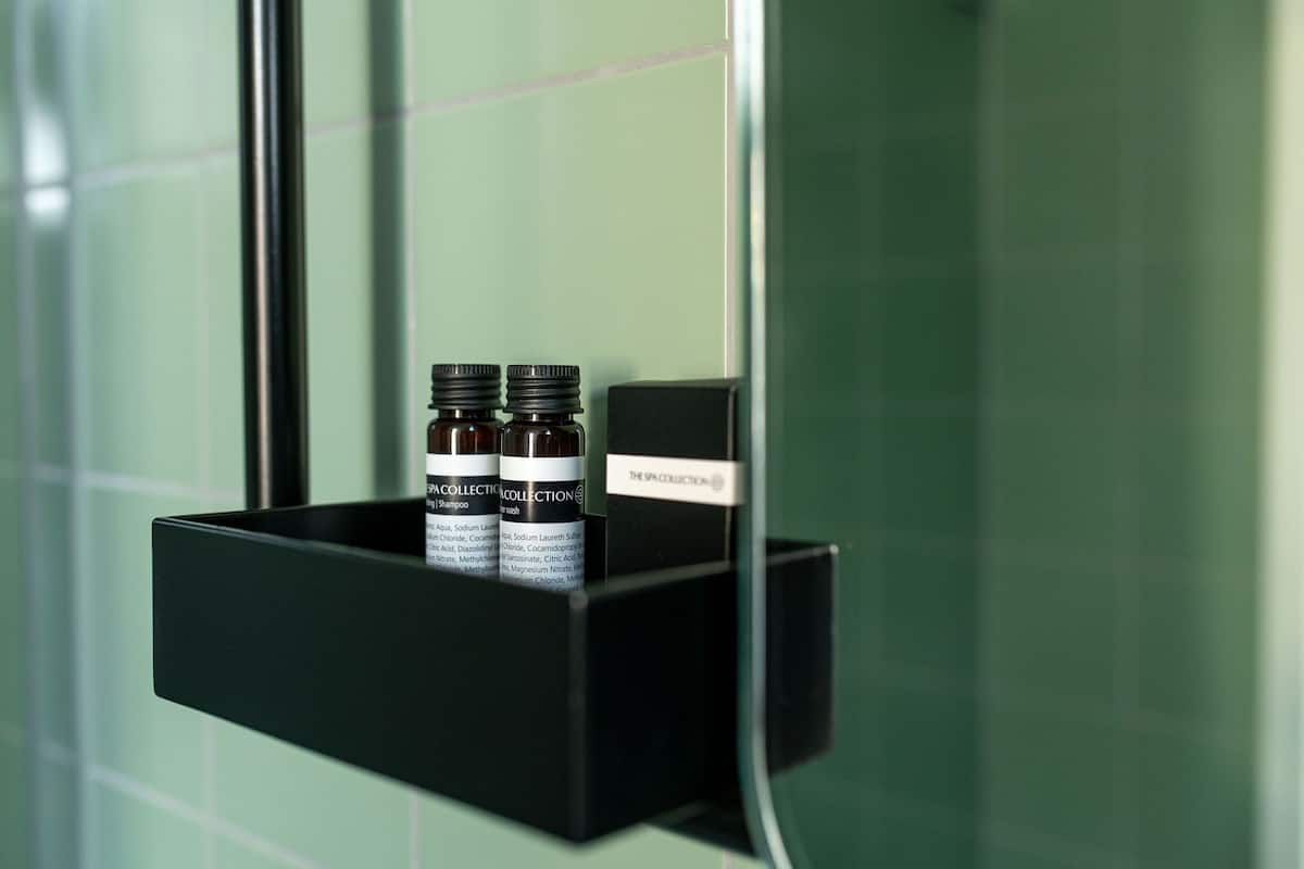 free toiletries, hair dryer, towels