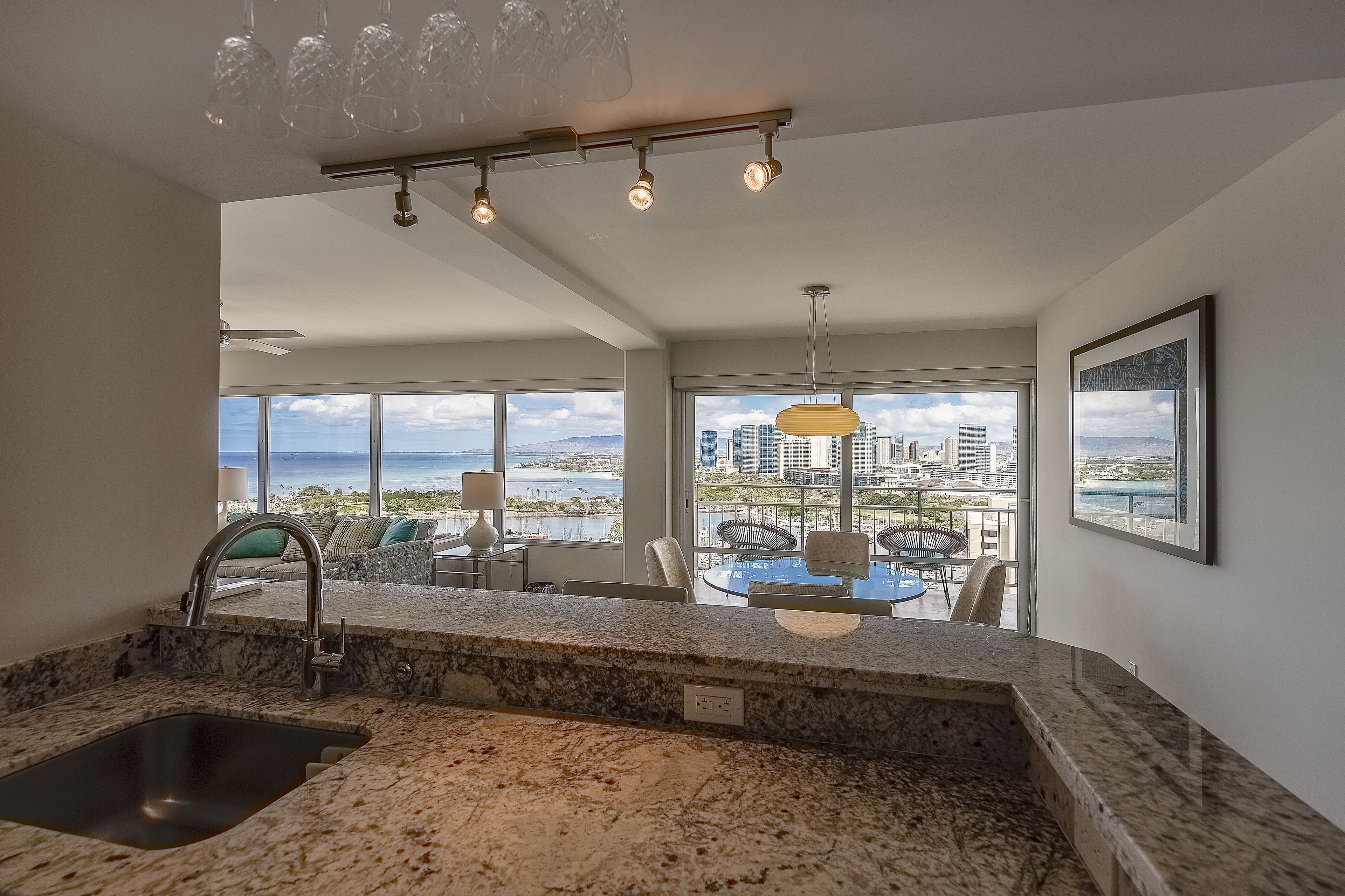 comfort room, multiple beds, ocean view, beachside (24262343) | private kitchen | full-sized fridge, microwave, oven, stovetop