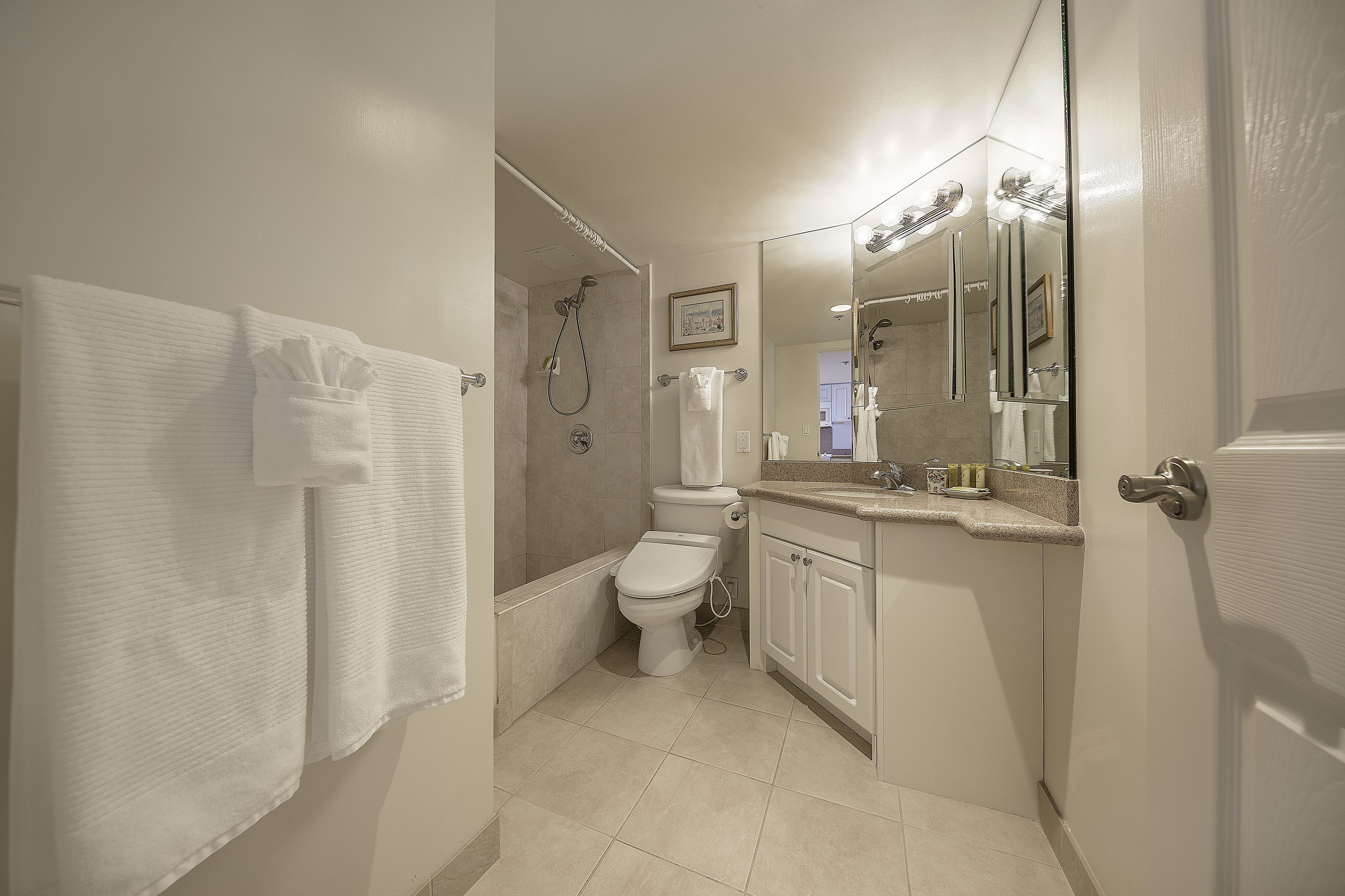 comfort room, 1 bedroom, kitchen, ocean view (24262602) | bathroom | shower, free toiletries, hair dryer, towels