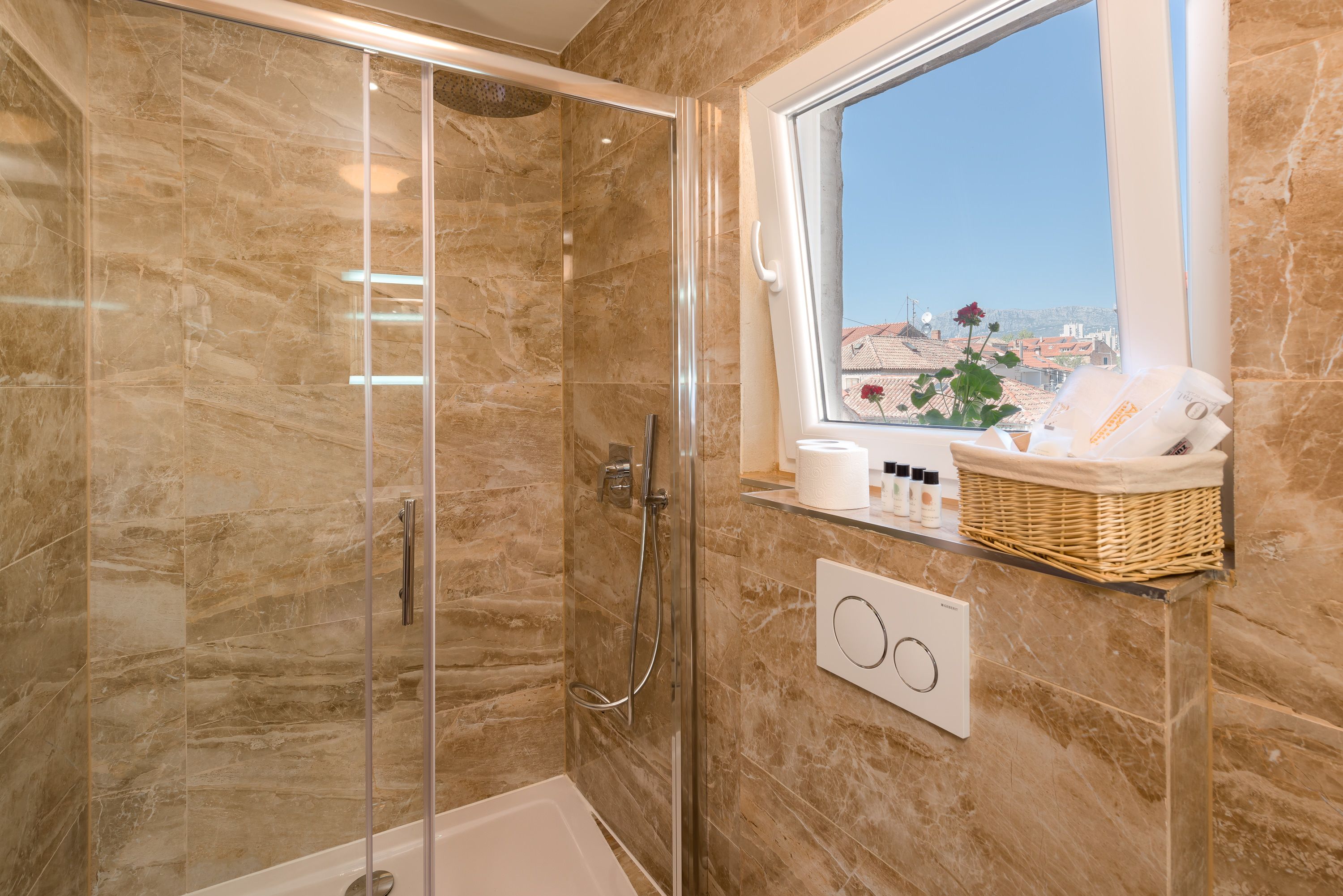 city triple room | bathroom | shower, designer toiletries, hair dryer, bathrobes