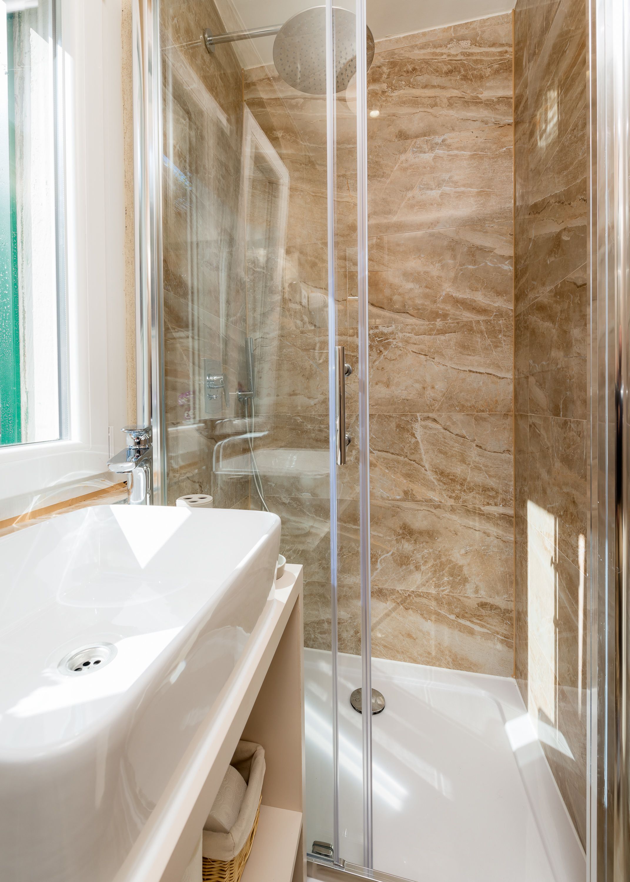 city double room | bathroom | shower, designer toiletries, hair dryer, bathrobes