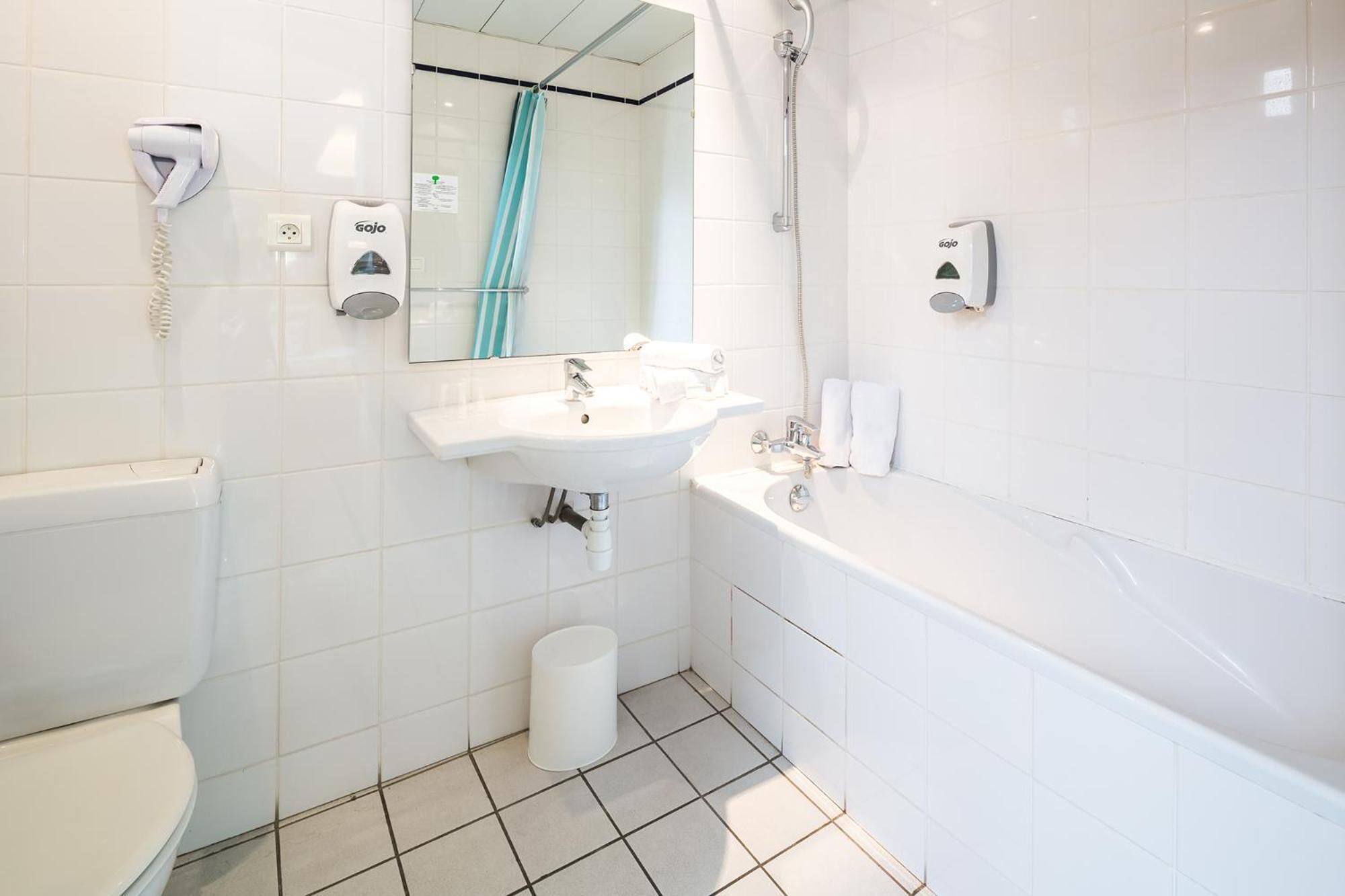 free toiletries, hair dryer, bidet, towels