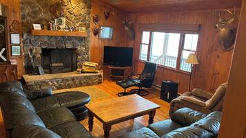 Televisión y chimenea