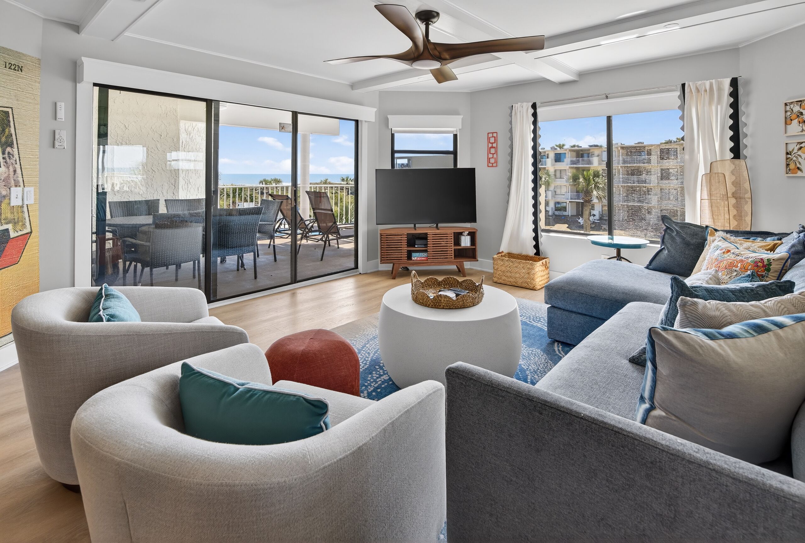 TV, foosball, table tennis, books