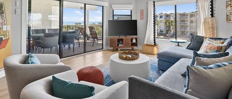 TV, foosball, table tennis, books