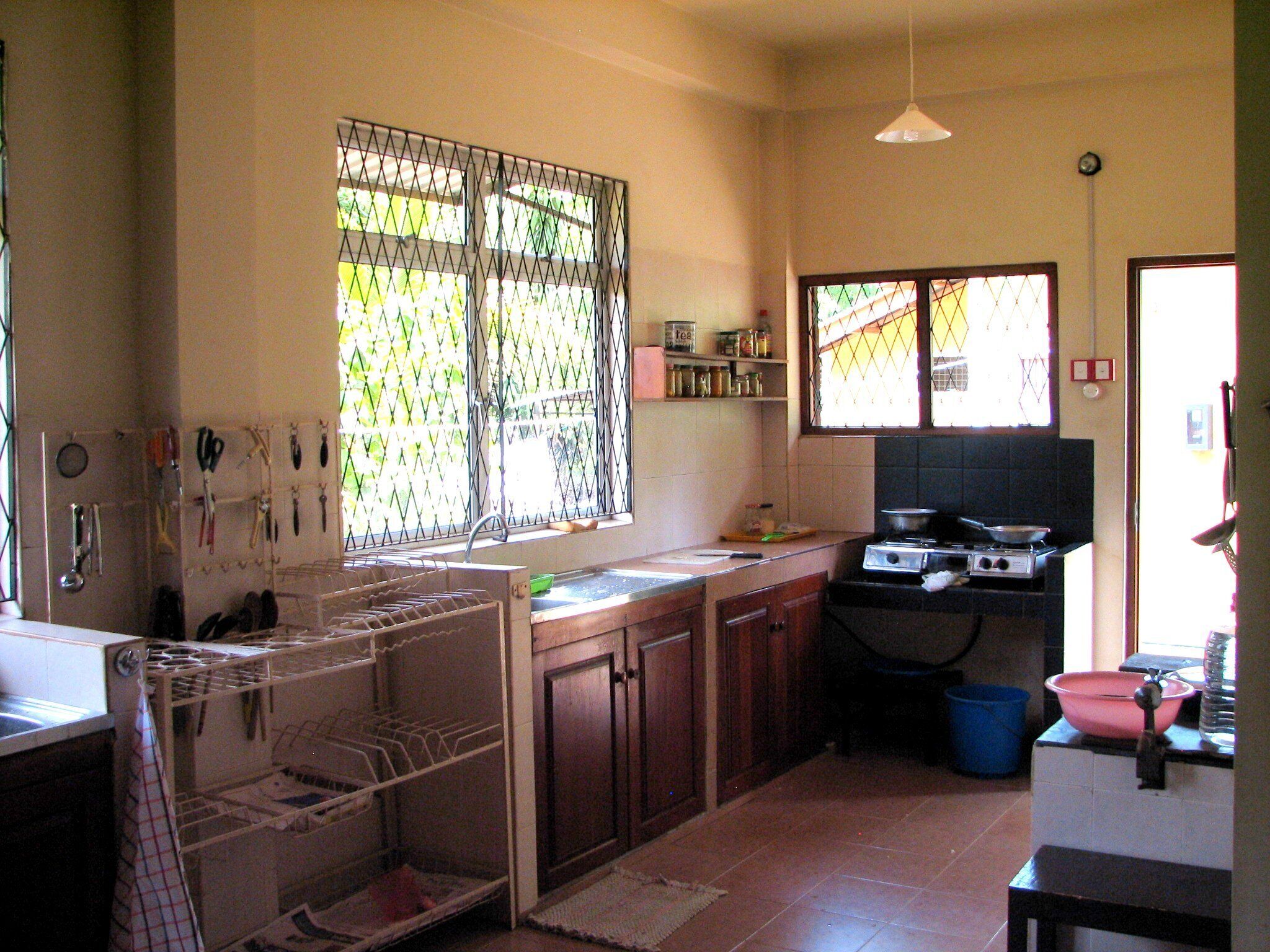 Fridge, microwave, cookware/dishes/utensils