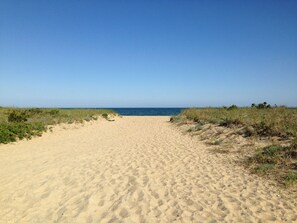 Una playa cerca, sillas reclinables de playa, toallas de playa