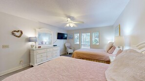 2 bedrooms, iron/ironing board, internet, bed sheets