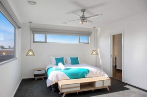 4 bedrooms, desk, iron/ironing board, travel cot