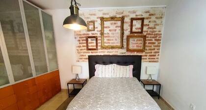 Brick wall old photographer patio house in Belem