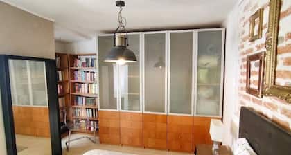 Brick wall old photographer patio house in Belem