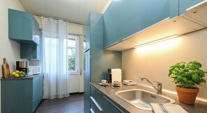 Fridge, microwave, oven, dishwasher