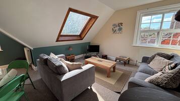 Smart TV, DVD player, books, video library