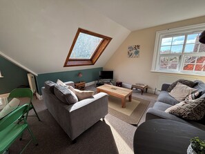 Smart TV, DVD player, books, video library