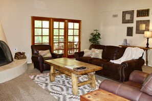 TV, fireplace, DVD player, foosball