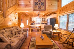 Smart TV, fireplace, video games, DVD player