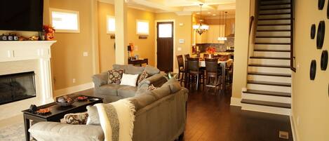 Smart TV, fireplace, printers