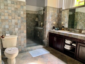 Ensemble baignoire-douche, séchoir à cheveux, bidet, serviettes fournies