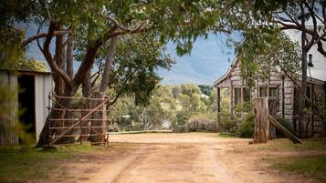 Surrounded by trees and rolling hills, this countryside retreat offers a serene escape.