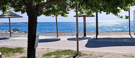 Beach nearby, sun-loungers