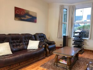 Een televisie, een open haard, een dvd-speler en boeken