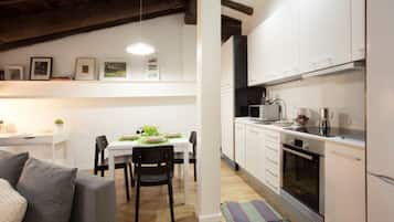 Fridge, microwave, dishwasher, coffee/tea maker