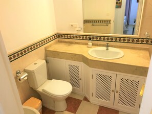 Ensemble douche/baignoire, sèche-cheveux, bidet, serviettes fournies