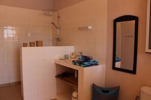 Shower, hair dryer, towels, soap - Beautiful Riad Villa with Private Pool, Near Beach, Wifi (Saly)