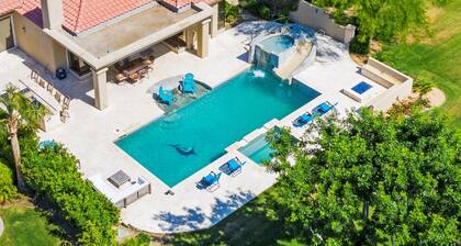 4 makuuhuoneen valtava yksityinen (lämmitetty) uima-allas, liukumäki, vesiputous, kylpylä, baari, bbq!