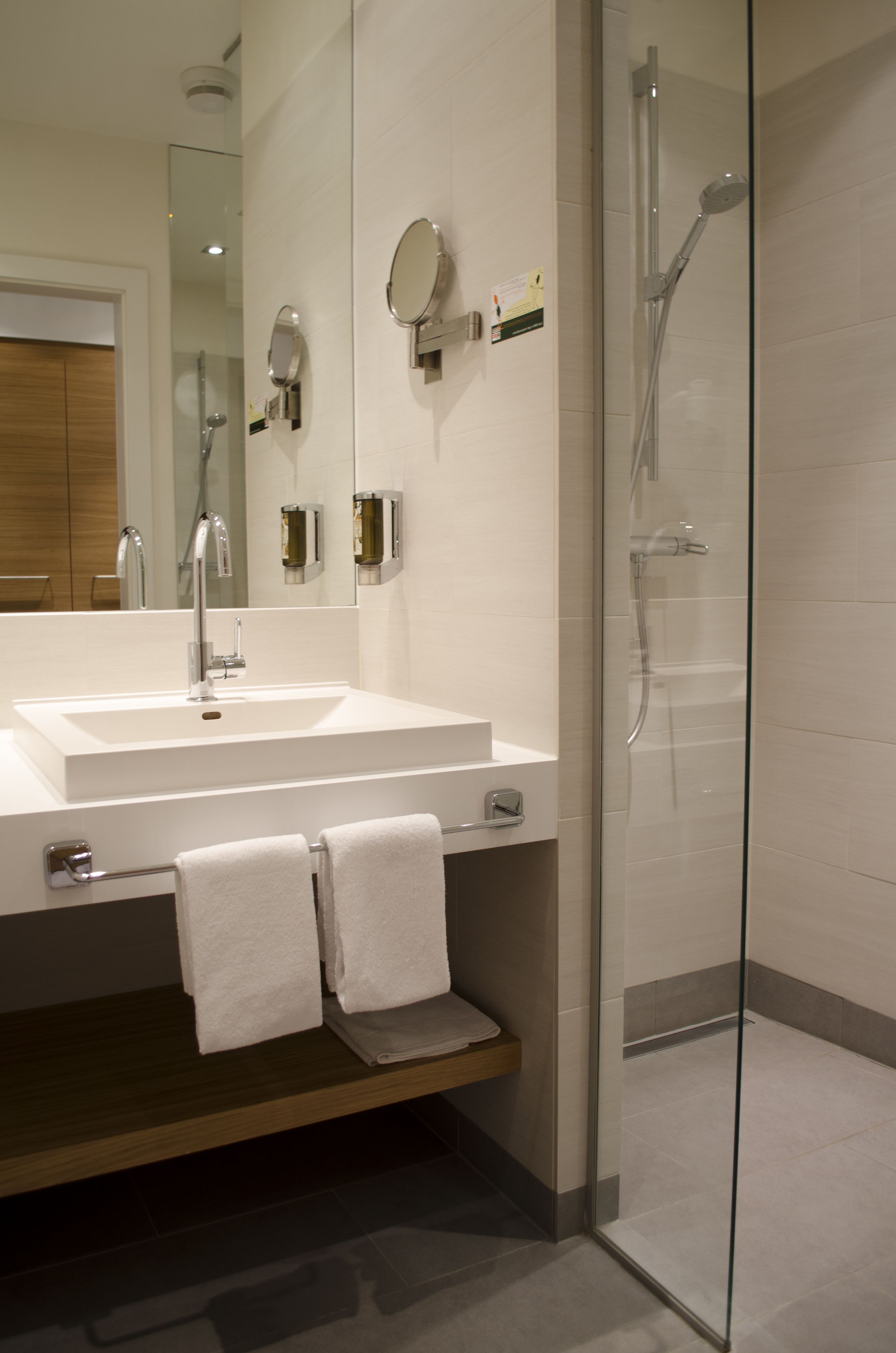 deluxe double room | bathroom | shower, free toiletries, hair dryer, bathrobes