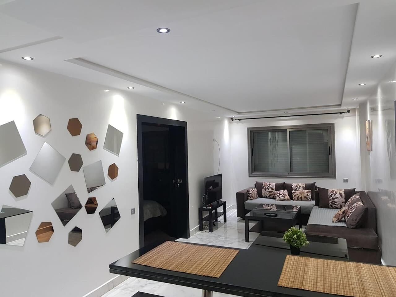 42-inch flat-screen TV with cable channels, TV