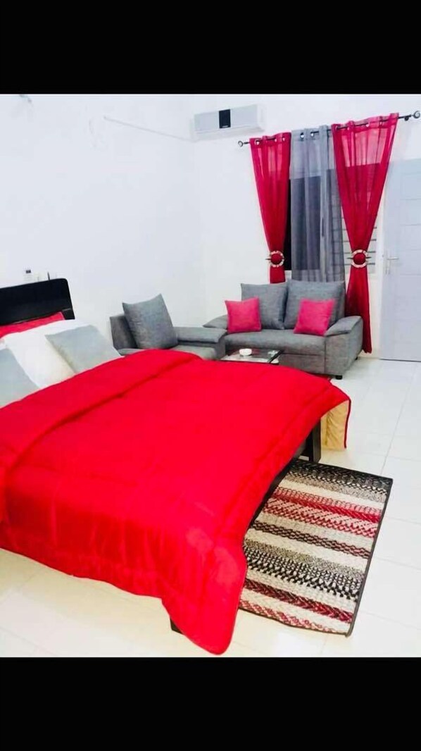 1 bedroom, blackout curtains, iron/ironing board, free WiFi