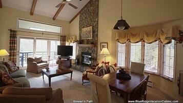 House | Living area | TV, fireplace