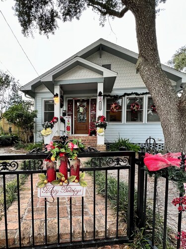 After beach time come back to an outdoor soaking tub in privacy fenced back yard