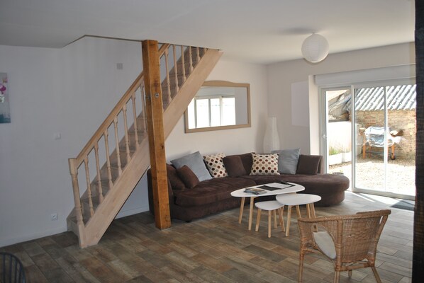 TV, fireplace, DVD player, books