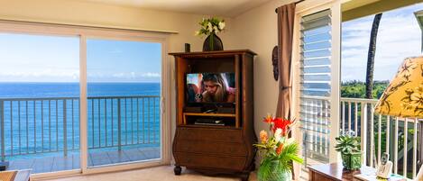 Smart TV, DVD player, books