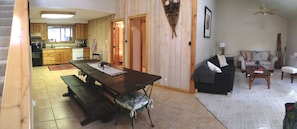 TV, fireplace, DVD player, books