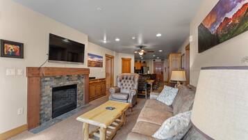 TV, fireplace, DVD player