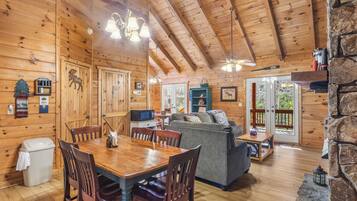 Smart TV, fireplace, DVD player, video library