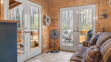 Smart TV, chimenea, reproductor de DVD y videoteca