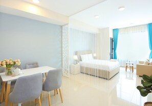 Apartamento, 1 quarto | Roupas de cama de algodão egípcio, roupas de cama premium