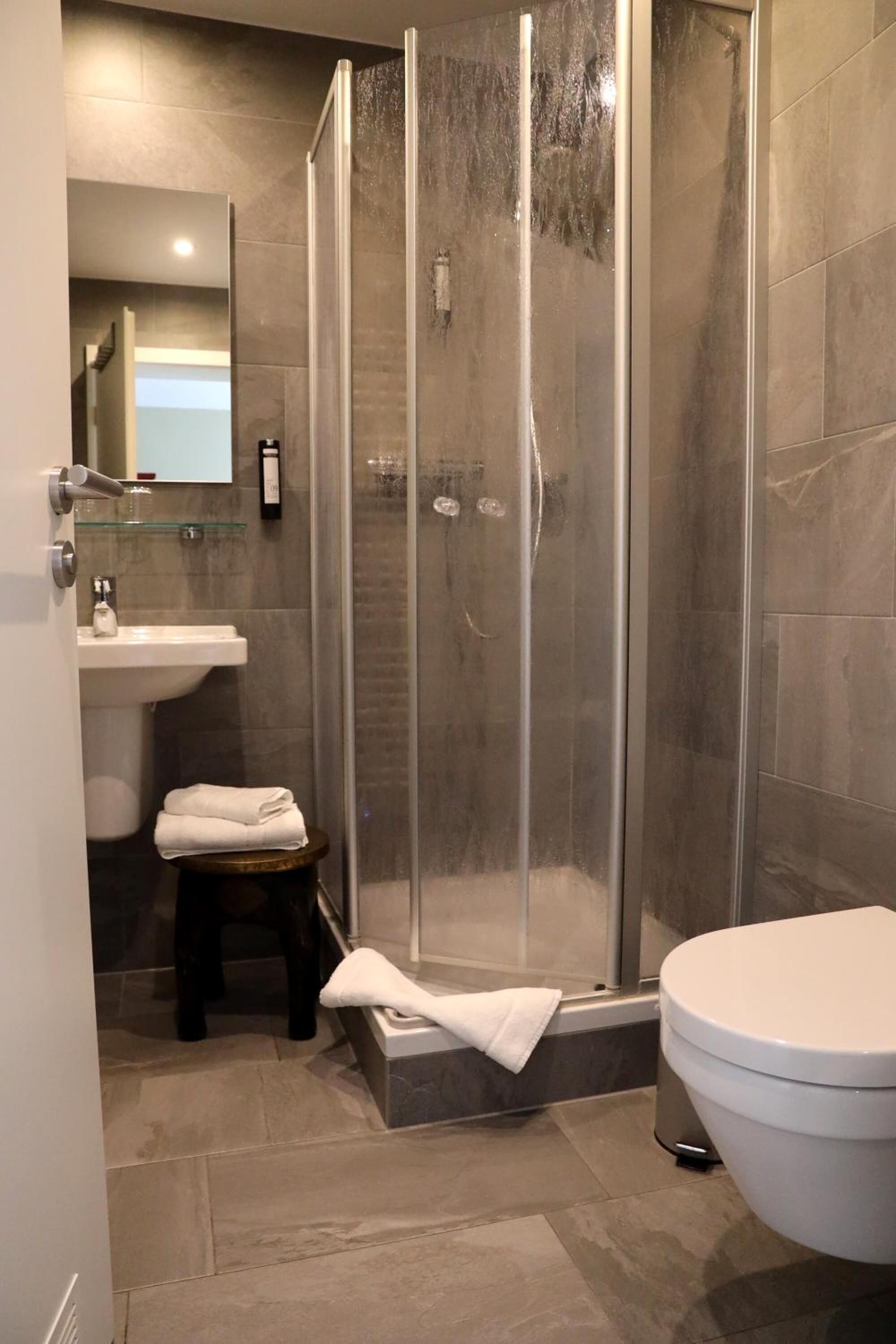 free toiletries, hair dryer, towels